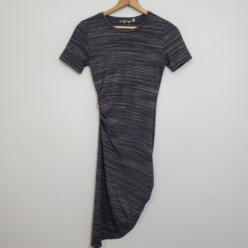 Athleta Asymmetric Black/White Stripe Dress